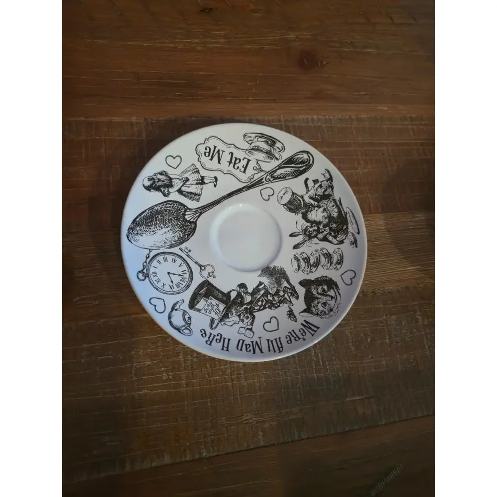 Alice in Wonderland Tea Cup & Saucer Set Mad Hatter White Rabbit Tea Time